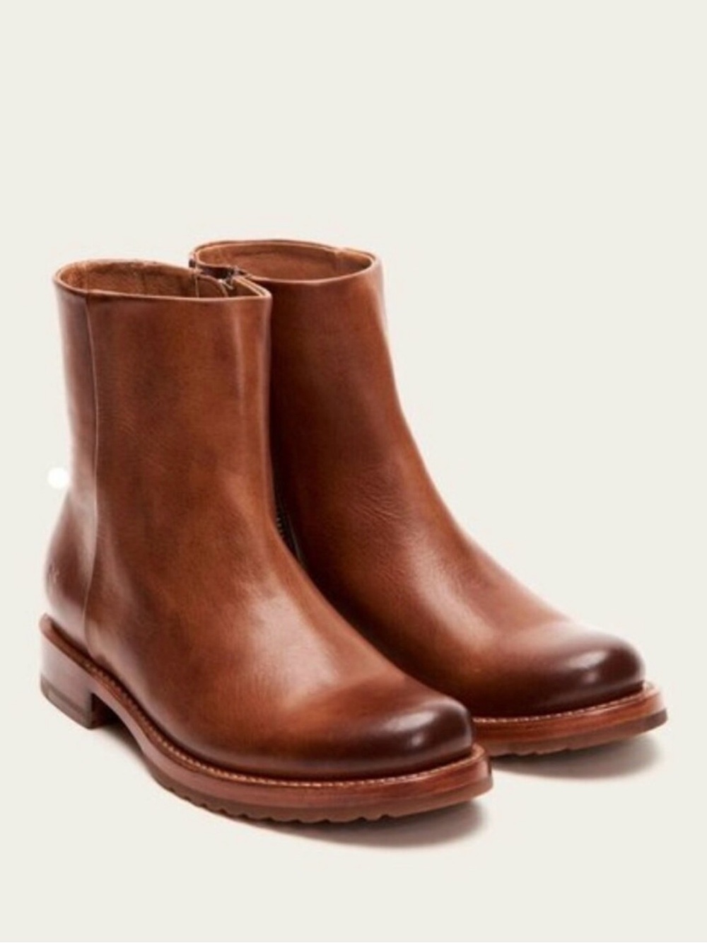 Frye Veronica Leather Bronze Brown Ankle Boots
